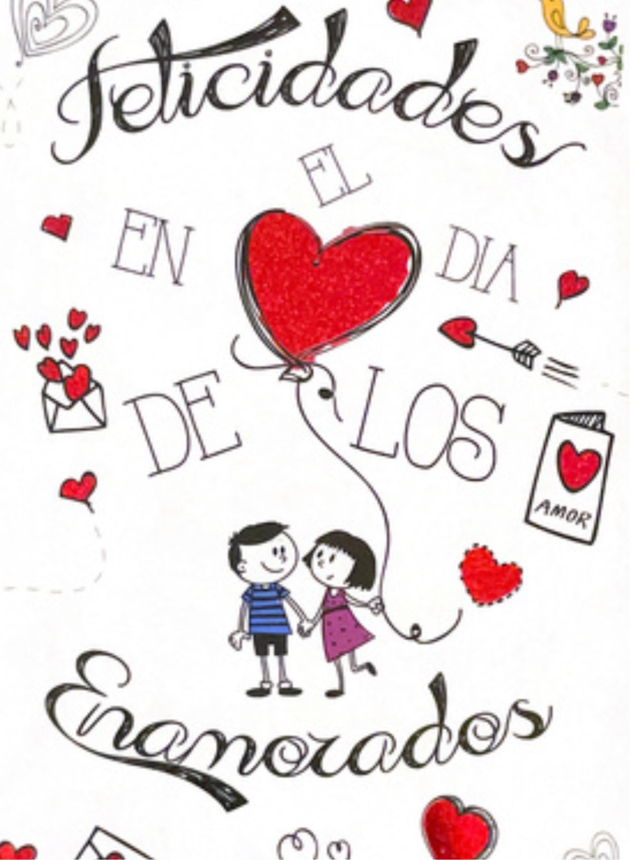 Felicidades en el día de los enamorados- 6 tarjetas