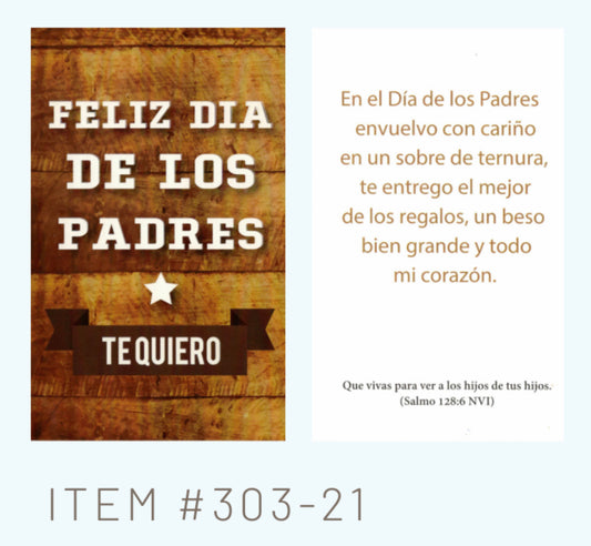 Feliz Día de los Padres Te Quiero  - 6 tarjetas